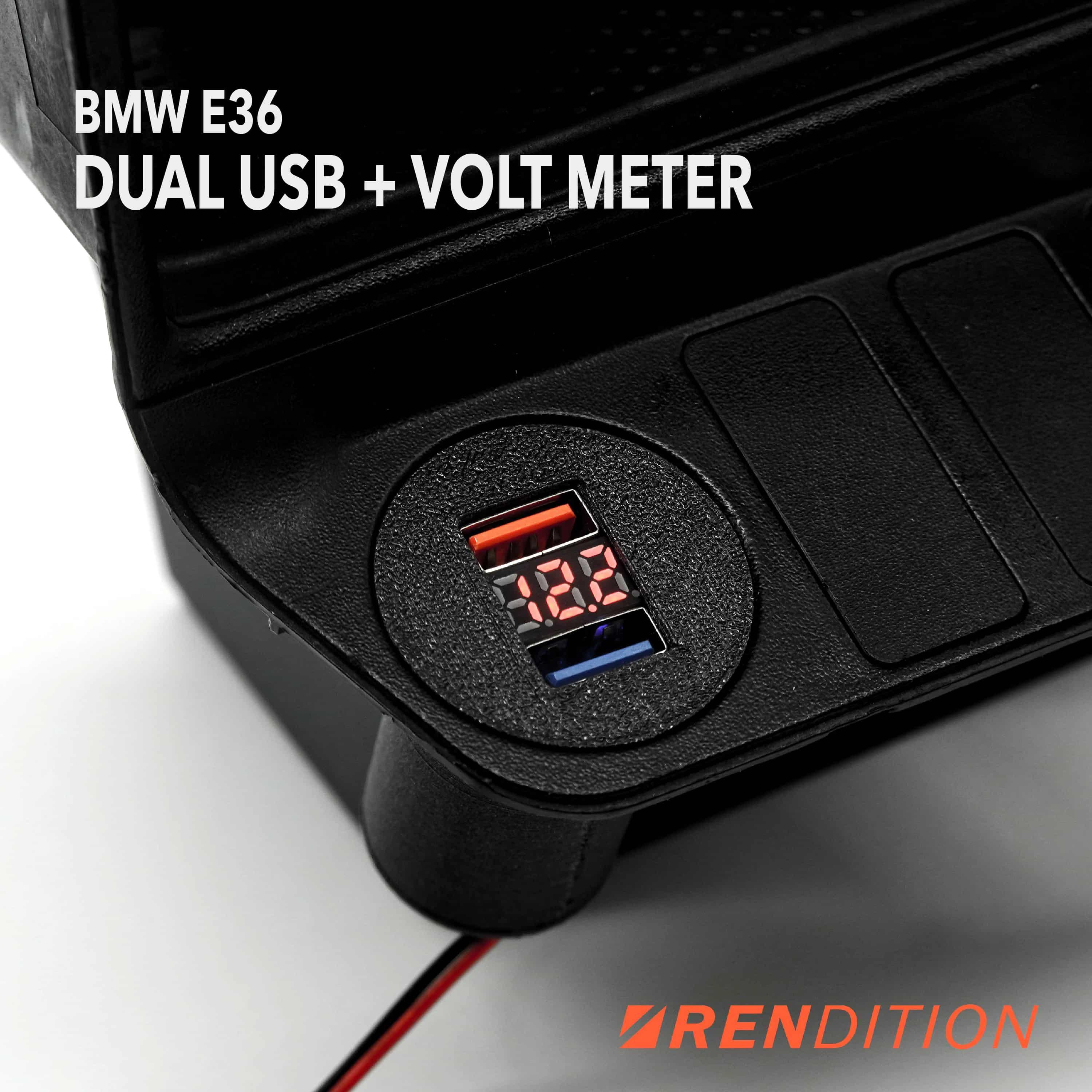 BMW E36 DUAL USB + VOLT METER CIGARETTE LIGHTER REPLACEMENT - K2 Industries