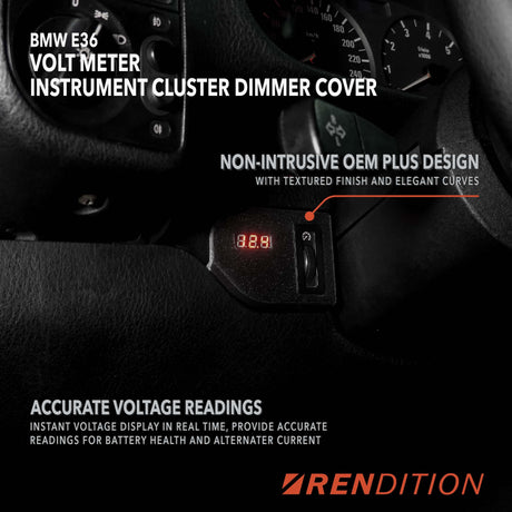 BMW E36 Instrument Cluster Dimmer Cover + Volt Meter - K2 Industries