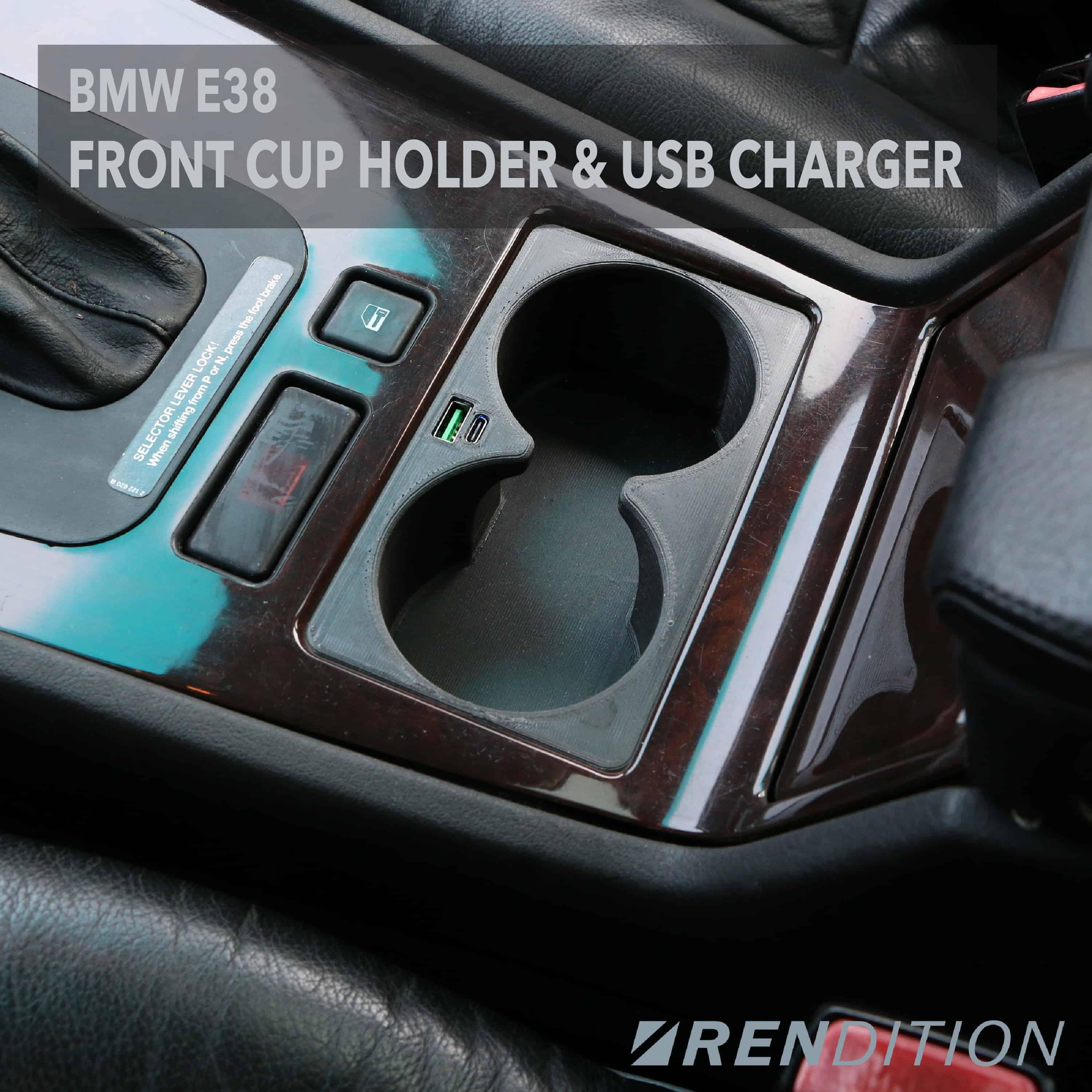 BMW E38 FRONT CUP HOLDER & USB CHARGER - K2 Industries