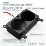 BMW E38 FRONT CUP HOLDER & USB CHARGER - K2 Industries