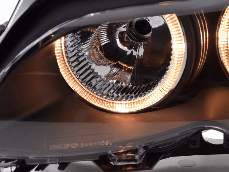 BMW E46 3-Series Sedan Black OE+ Angel Eyes Headlights - (2003-2006) - K2 Industries
