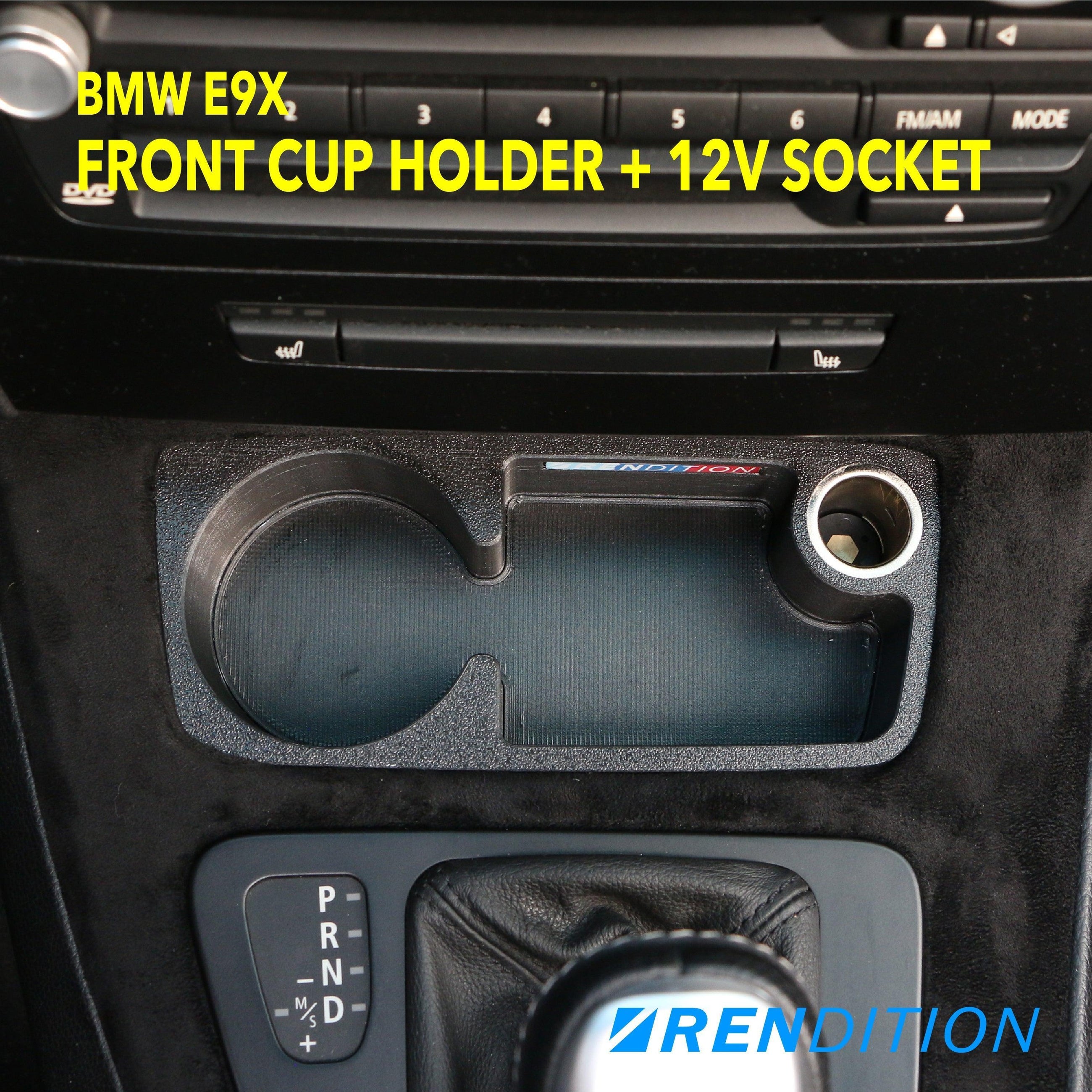BMW E9X Front Cupholder + 12V Socket - K2 Industries