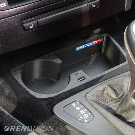 BMW E9X FRONT CUPHOLDER + USB (E90 E91 E92 E93) - K2 Industries