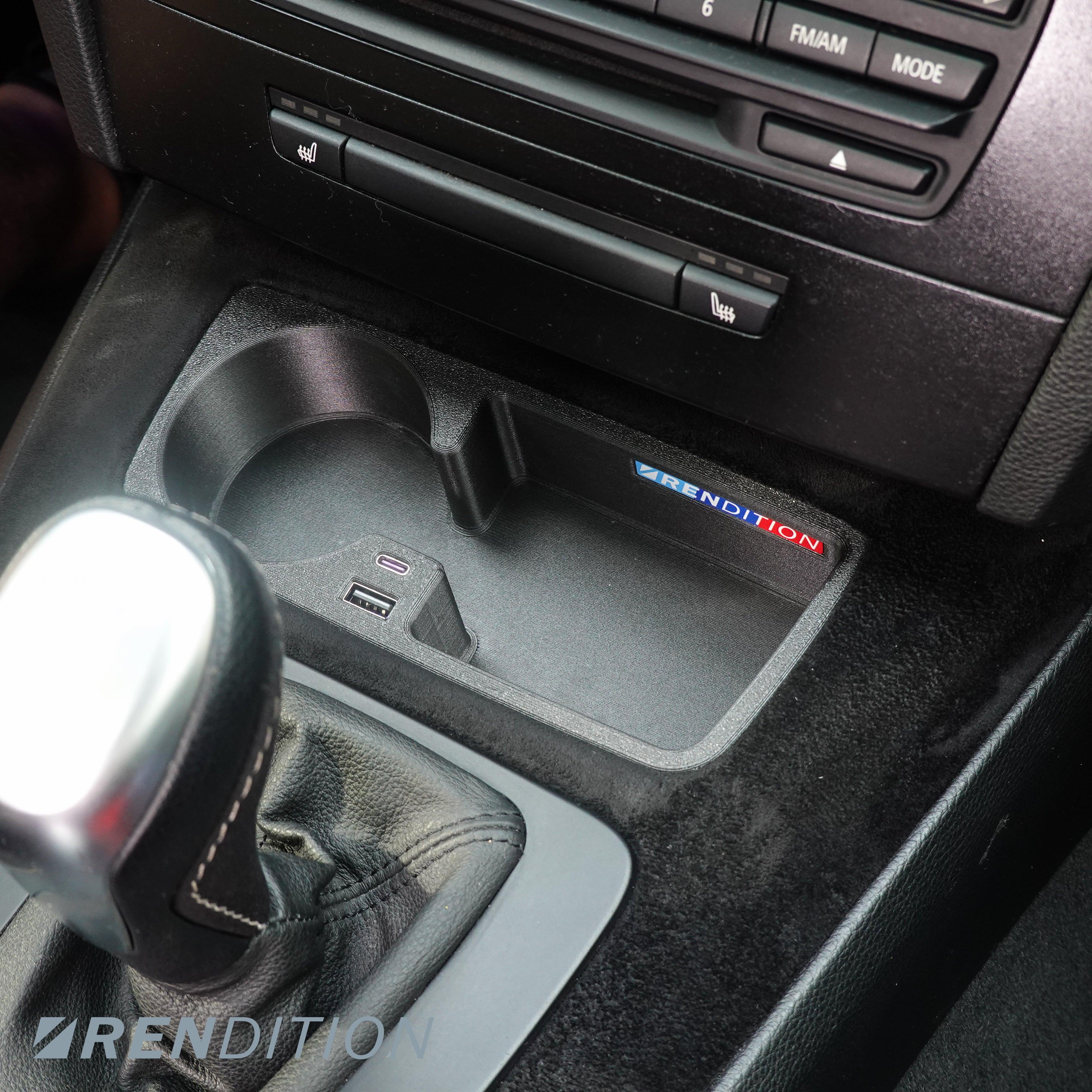 BMW E9X FRONT CUPHOLDER + USB (E90 E91 E92 E93) - K2 Industries