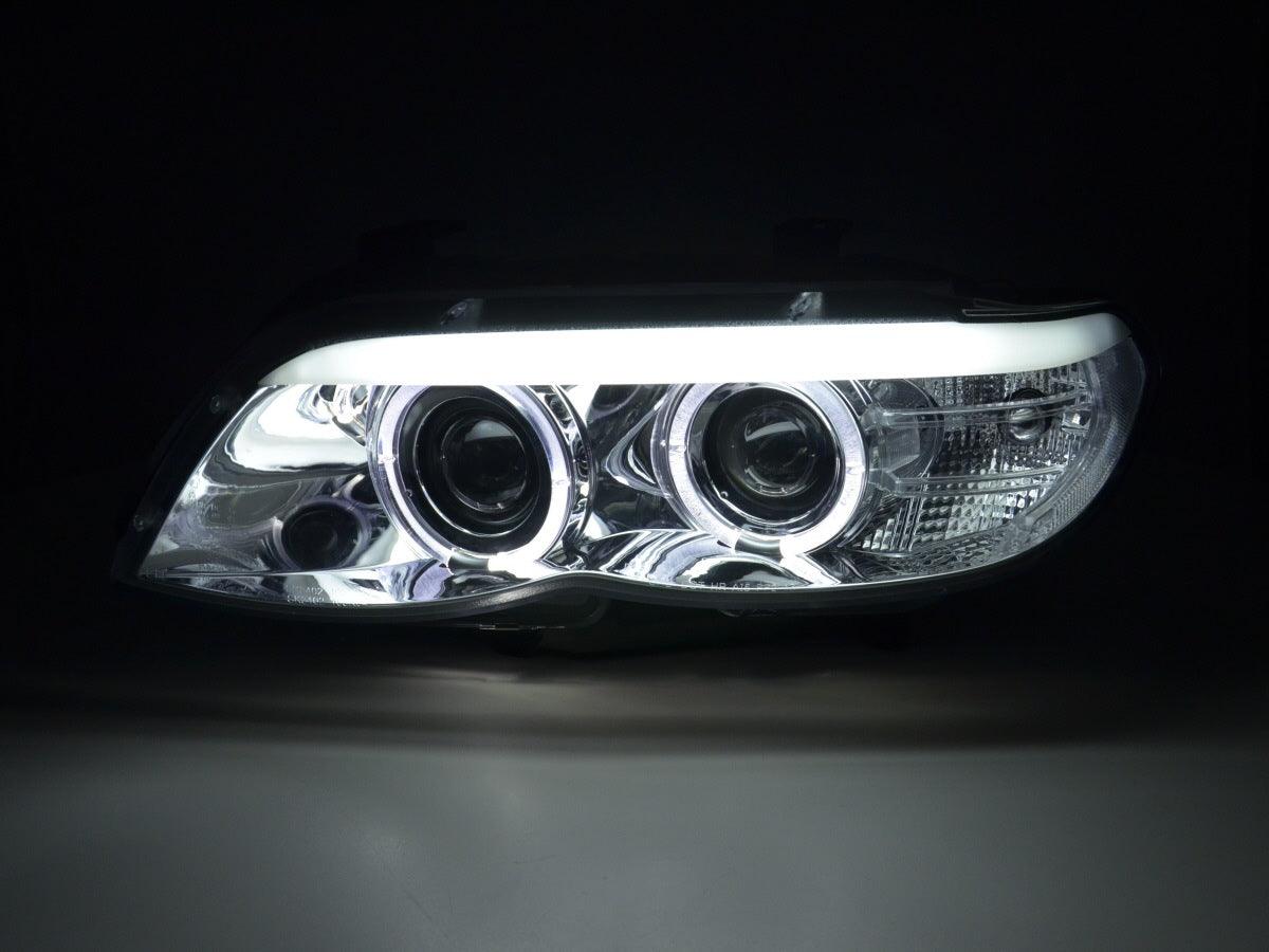 BMW X5 E53 Chrome Angel Eye LED Head Lights (2003-2006) - K2 Industries