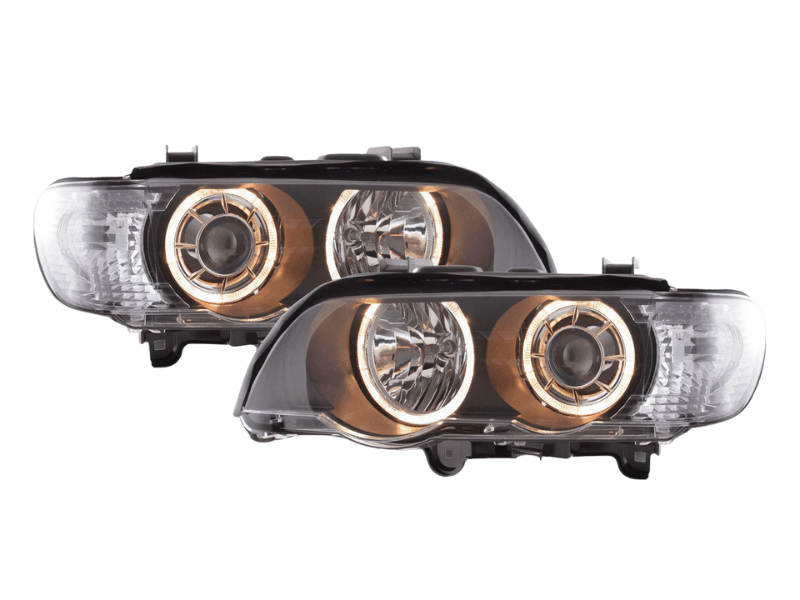 BMW X5 (Type E53) Black OE+ Angel Eyes Headlights - (2000-2003) - K2 Industries