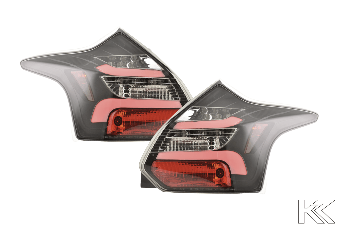 Ford Focus 3 (C346) Hatchback Black Clear LED Taillights Set (2011 - 2014) - K2 Industries
