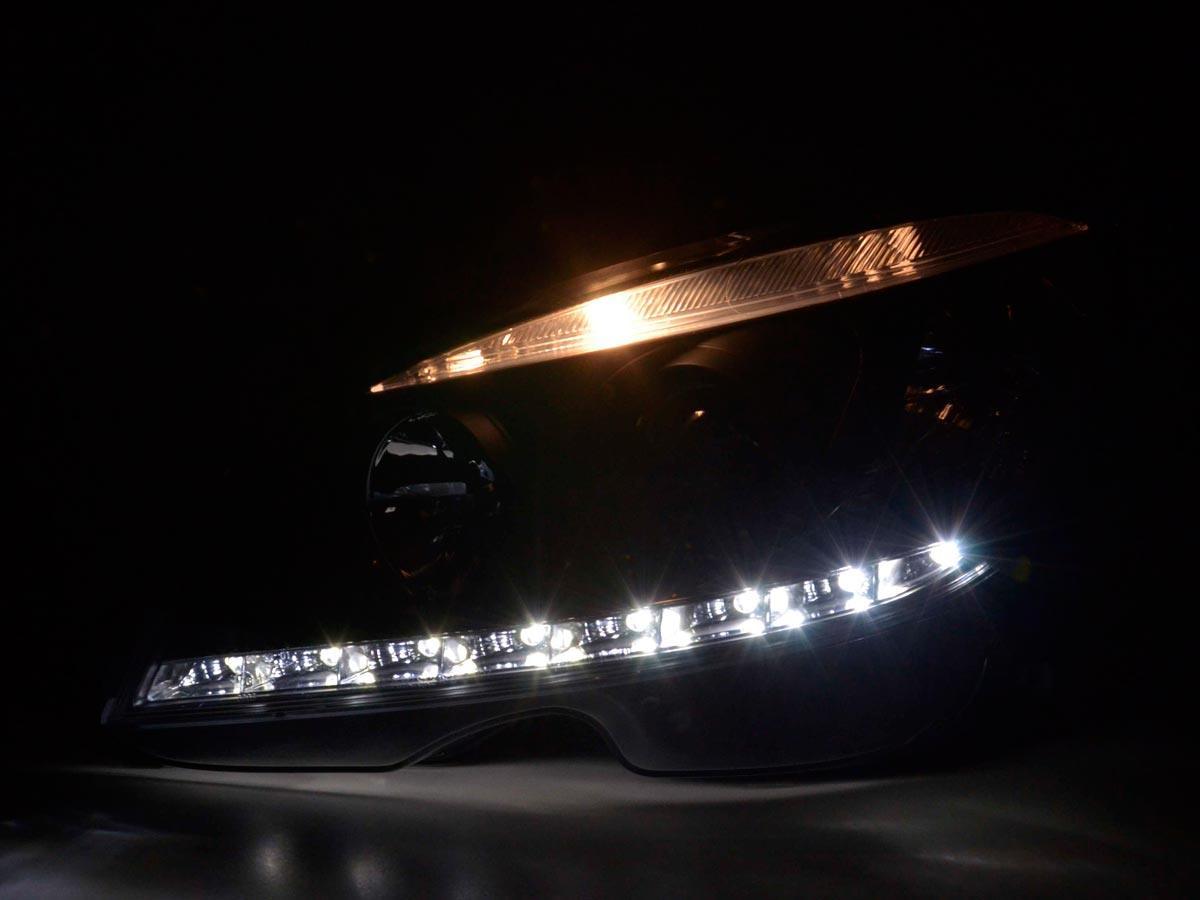Mercedes Benz C-Class (204) Black LED Headlights with Daytime Running Lights (2007-2010) - K2 Industries
