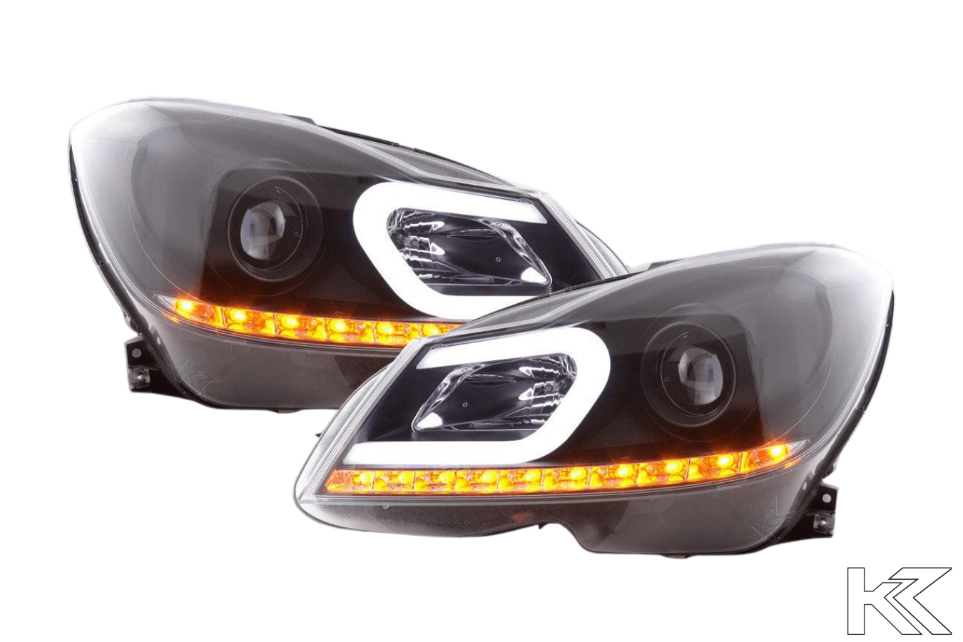 Mercedes-Benz C-Class W204 Black LED Headlights (2011-2014) - K2 Industries
