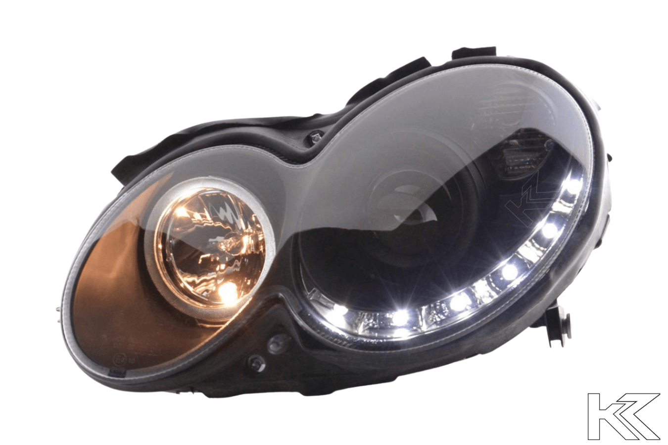 Mercedes Benz CLK (209) Black LED Headlights with Daytime Running Lights (2004-2009) - K2 Industries