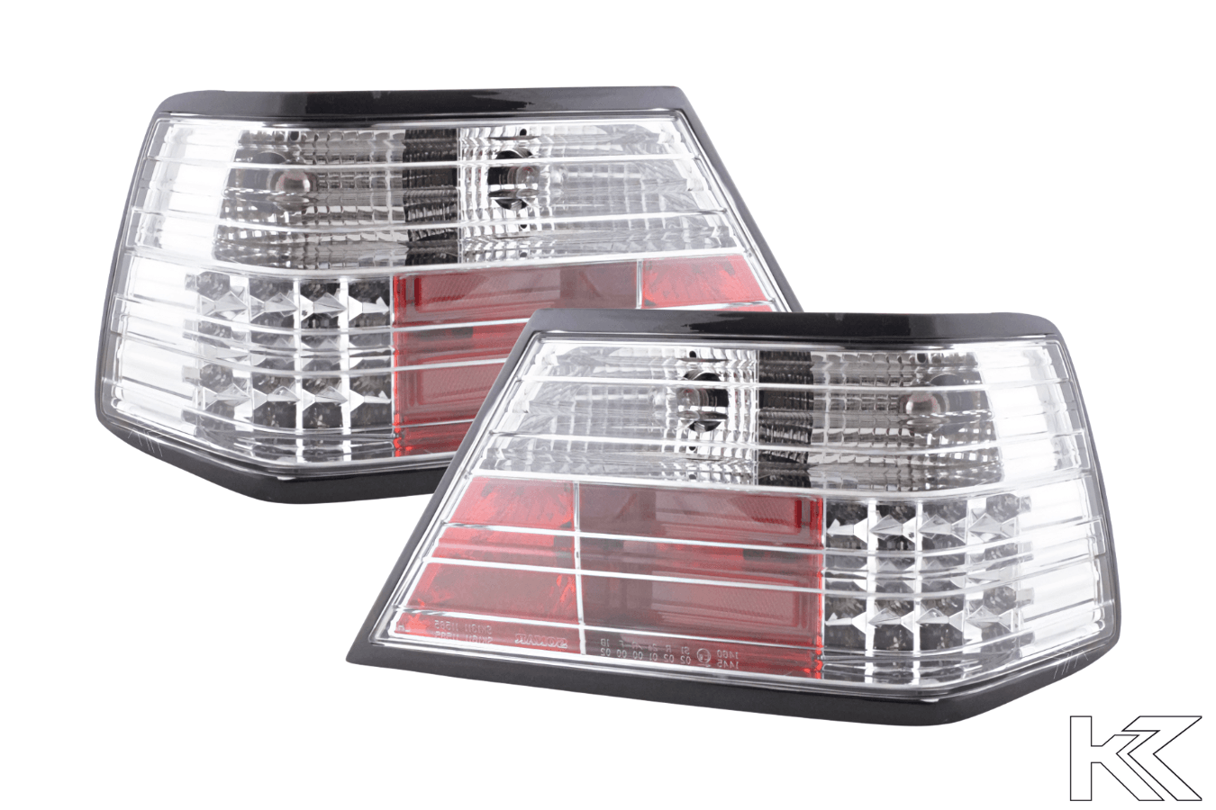 Mercedes-Benz E-Class (124) Limo/Sedan Clear LED Tail Lights (1985-1996) - K2 Industries