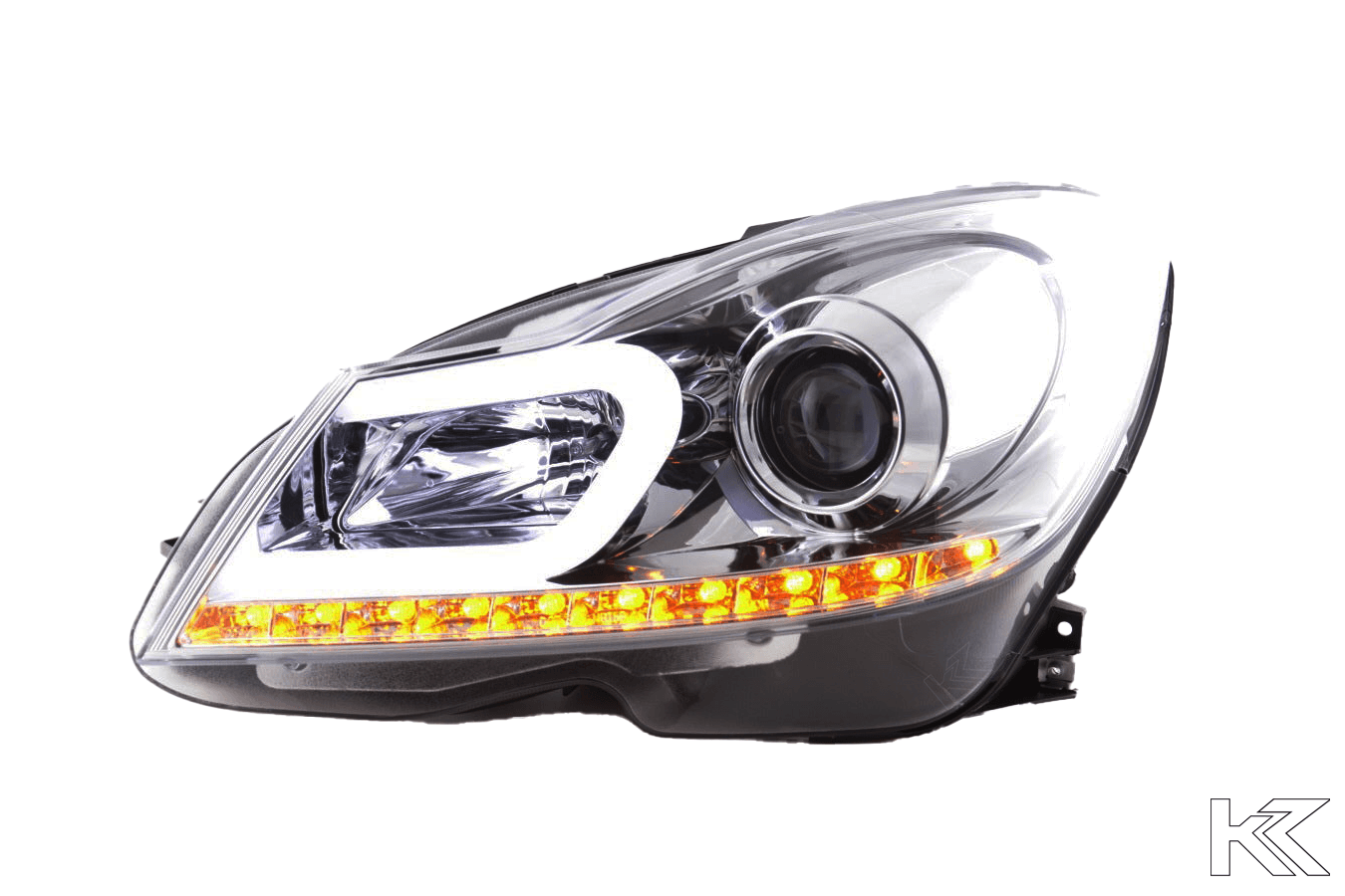 Mercedes W204 C-Class Chrome LED Headlights with DRL (2011 - 2014) - K2 Industries