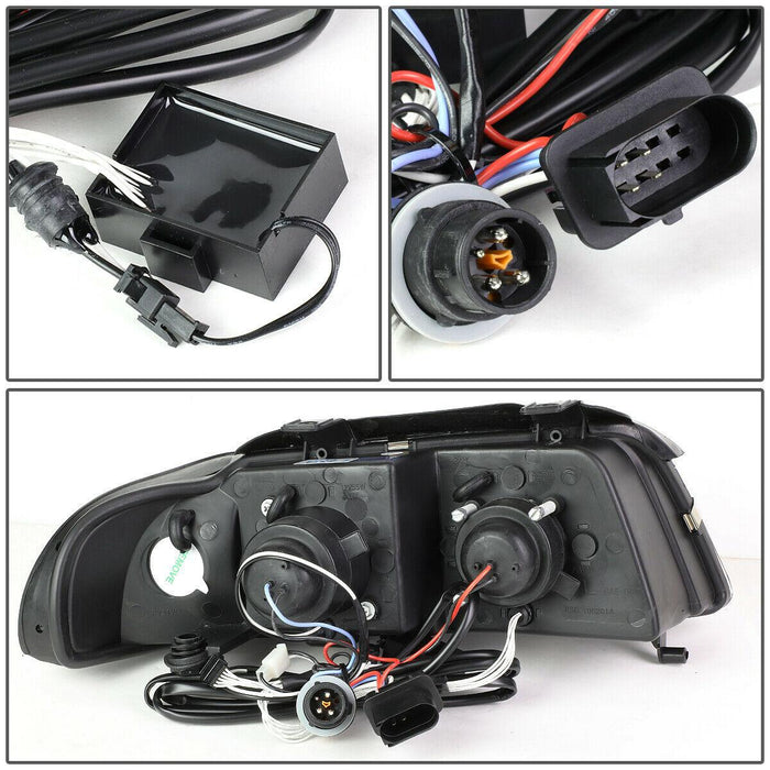 Audi A4 B5 Multi-Color Halo - Black DRL Headlights (96-01) - K2 Industries