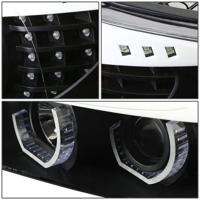 BMW 3-Series E90 Black 3D LED Halo Headlights - Blue - K2 Industries