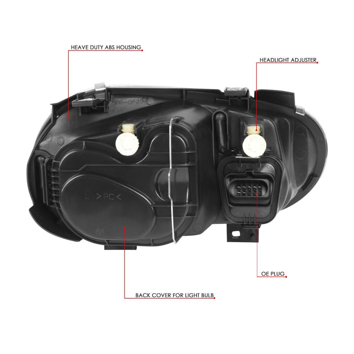 VW Golf Mk4 Black/Chrome OE Style Headlights (99-06) - K2 Industries
