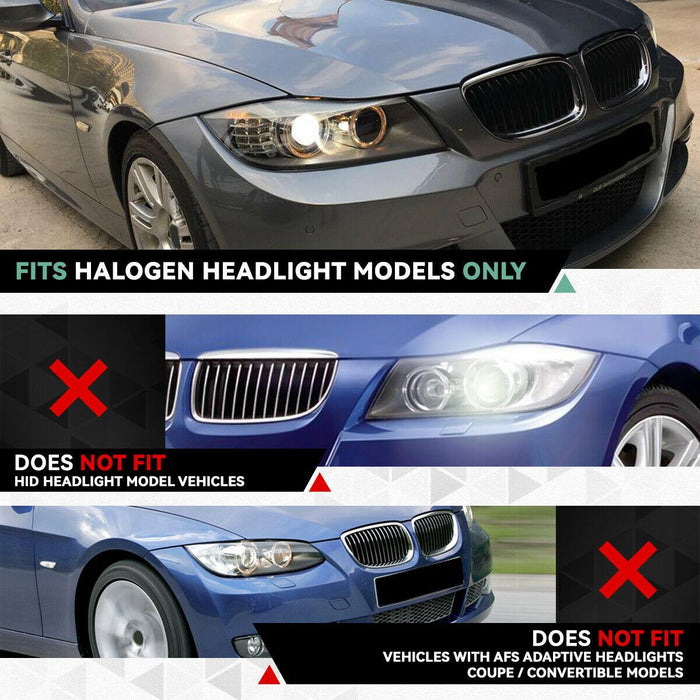BMW 3-Series E90 Black 3D LED Halo Headlights - Blue - K2 Industries