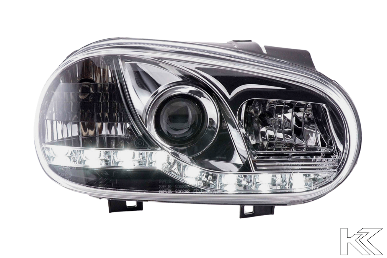 Volkswagen Golf 4 Chrome LED Headlights with Daytime Running Lights (1997 - 2003) - K2 Industries