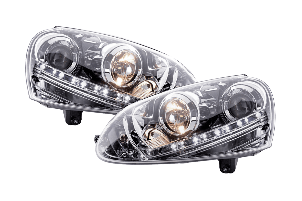 Volkswagen Golf 5 Chrome LED Headlights with Daytime Running Lights (2003 - 2008) - K2 Industries
