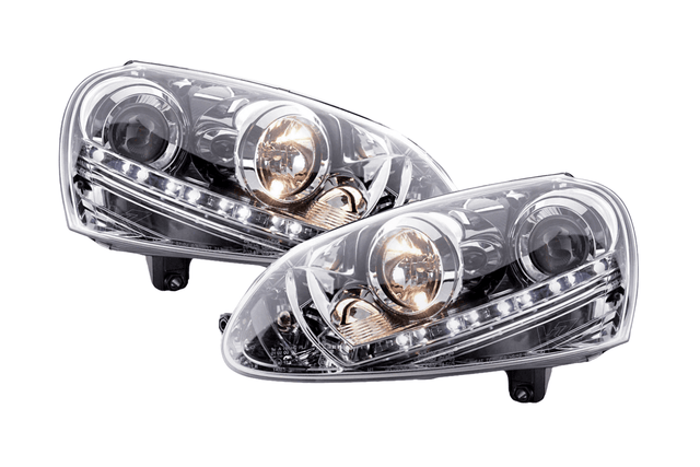 Volkswagen Golf 5 Chrome LED Headlights with Daytime Running Lights (2003 - 2008) - K2 Industries