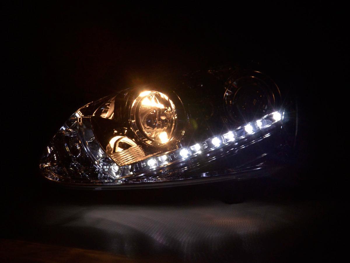 Volkswagen Golf 5 Chrome LED Headlights with Daytime Running Lights (2003 - 2008) - K2 Industries