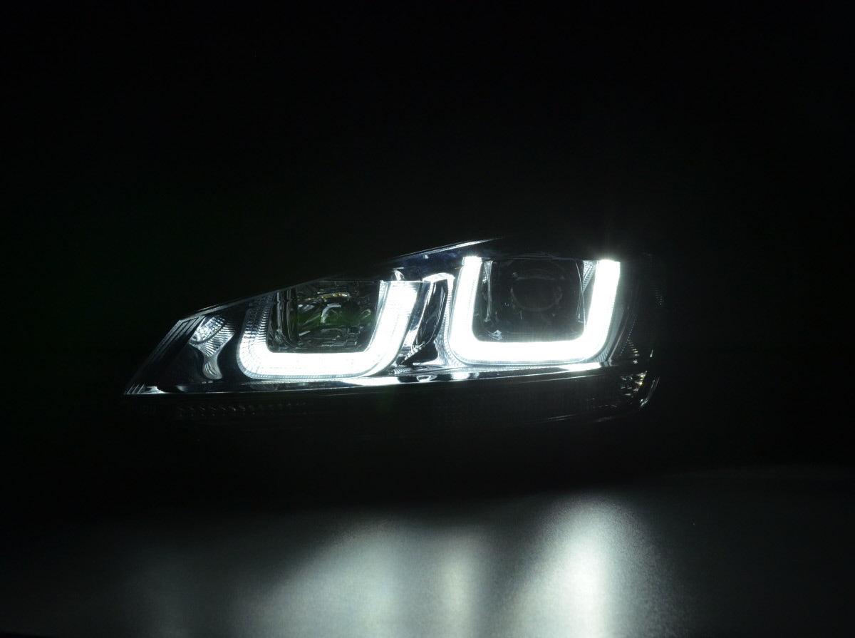 SW-DRLtube headlights VW Golf VII 12-16 black with U-LED DRL R87  chrome-Line - tuning online kaufen
