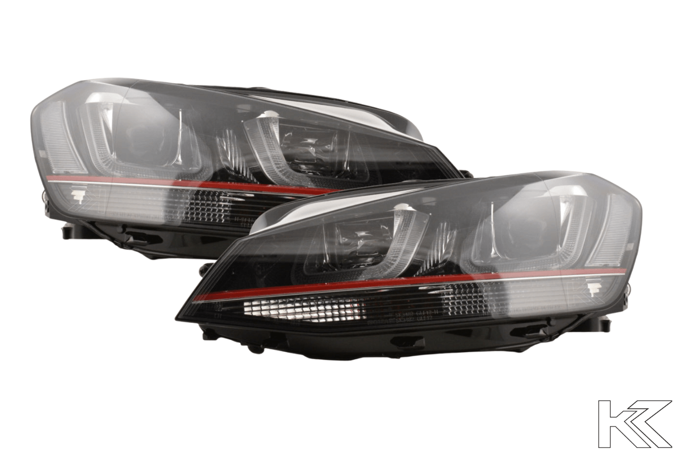 Volkswagen Golf Mk7 Black LED Headlights - R Style Red (12-17) - K2 Industries