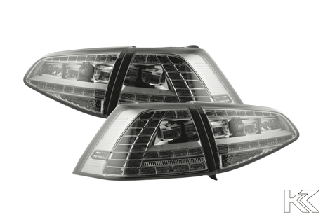 Volkswagen MK7 Golf/GTI/R - Chrome/Smoke LED Tail Lights For Halogen Models (2012-2017) - K2 Industries