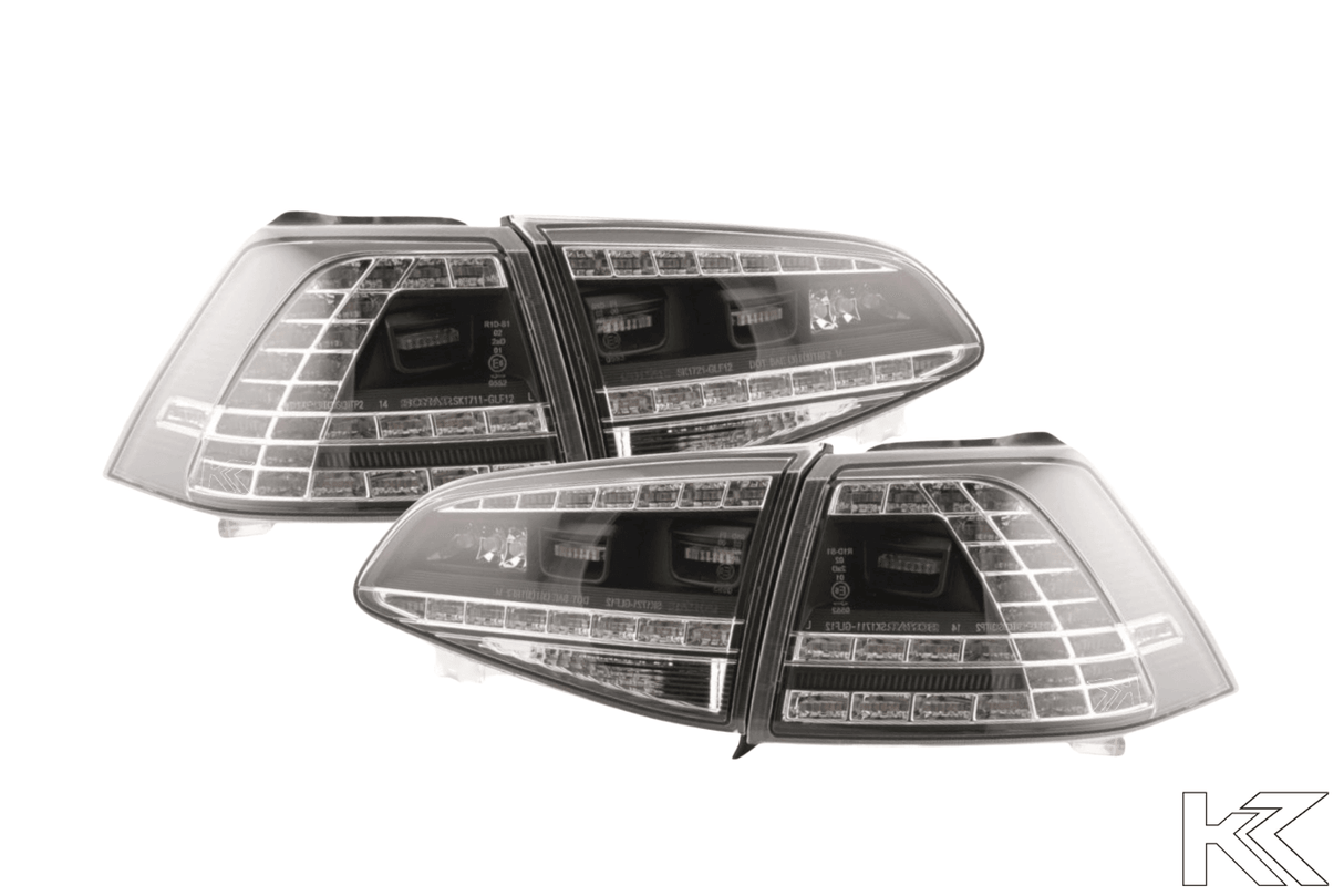 Volkswagen MK7 Golf/GTI/R - Clear/Black LED Tail Lights for Halogen Models (2012-2017) - K2 Industries