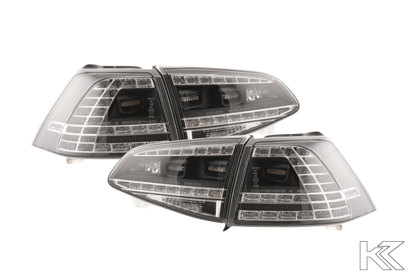 Volkswagen MK7 Golf/GTI/R - Clear/Black LED Tail Lights for Halogen Models (12-17) - K2 Industries