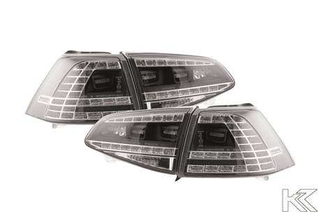 Volkswagen MK7 Golf/GTI/R - Clear/Black LED Tail Lights for Halogen Models (2012-2017) - K2 Industries