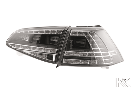 Volkswagen MK7 Golf/GTI/R - Clear/Black LED Tail Lights for Halogen Models (2012-2017) - K2 Industries
