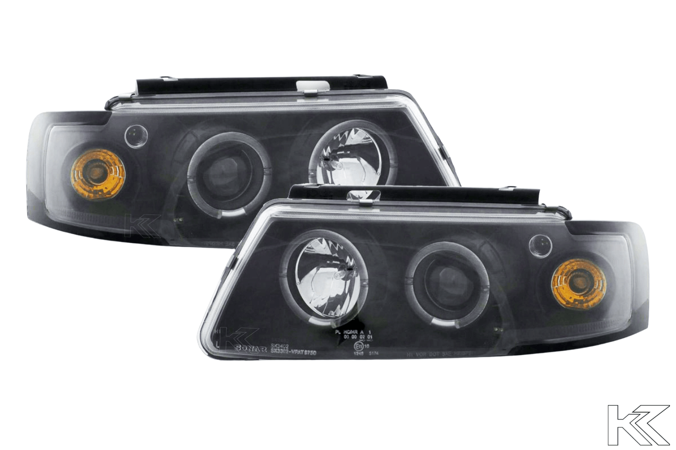 Volkswagen Passat Type 3B 97-00 Black Headlight Set - K2 Industries