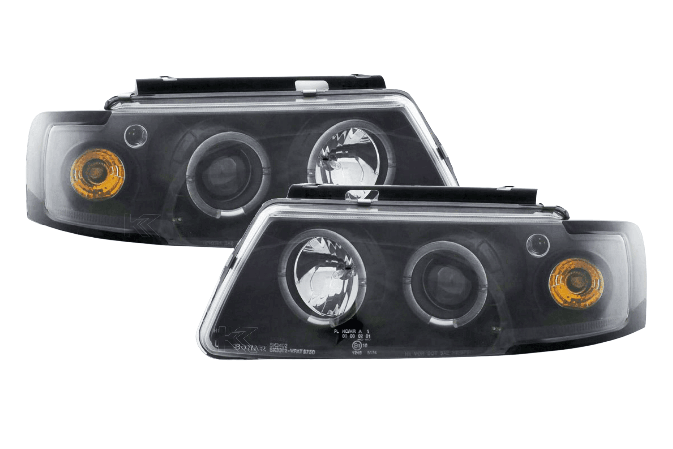 Volkswagen Passat Type 3B 97-00 Black Headlight Set (1997-2000) - K2 Industries