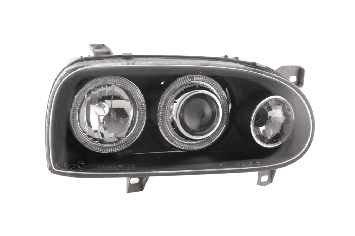 VW Golf 3 type 1HXO, 1 EXO Black Angel Eye Headlights (1991-1997) - K2 Industries