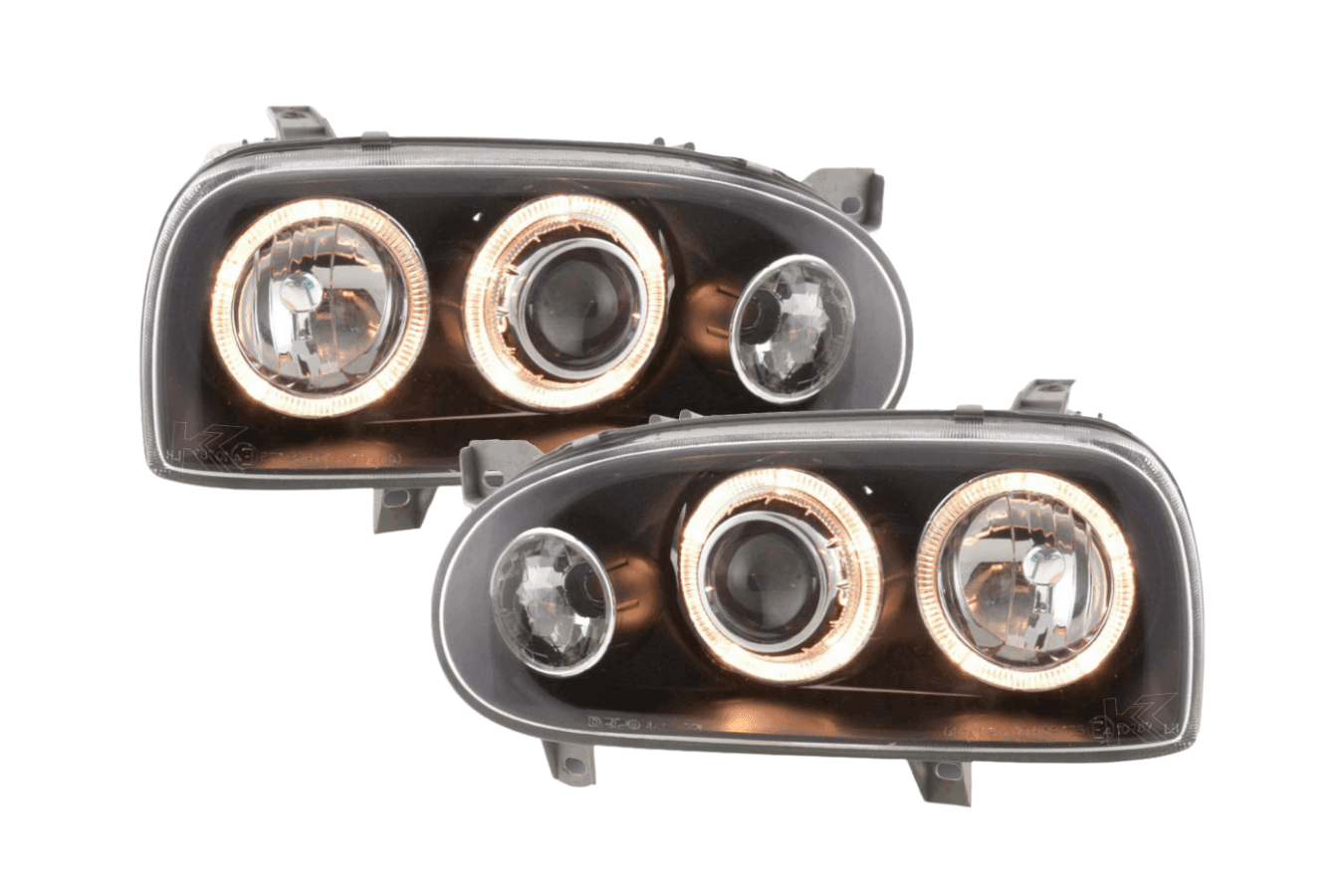 VW Golf 3 type 1HXO, 1 EXO Black Angel Eye Headlights (1991-1997) - K2 Industries