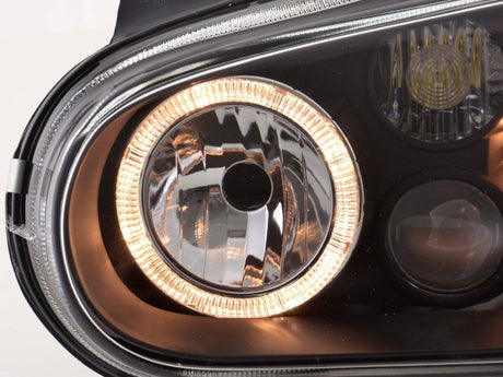 VW Golf 4 (1J) OE+ Black Angel Eyes Headlights- (1998-2003) - K2 Industries
