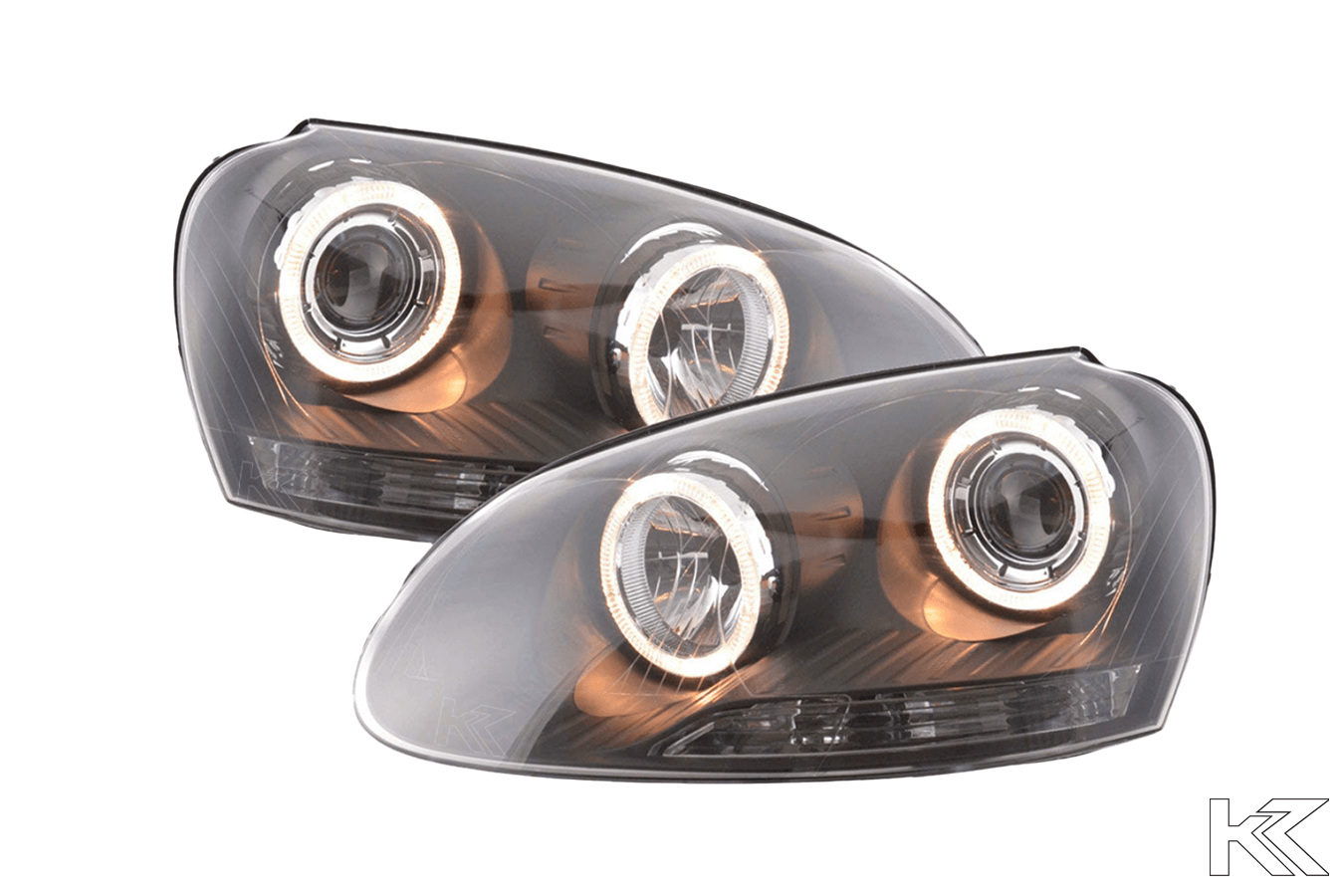 VW Golf 5 Black Angel Eye Headlights with DRL (2003-2008) - K2 Industries
