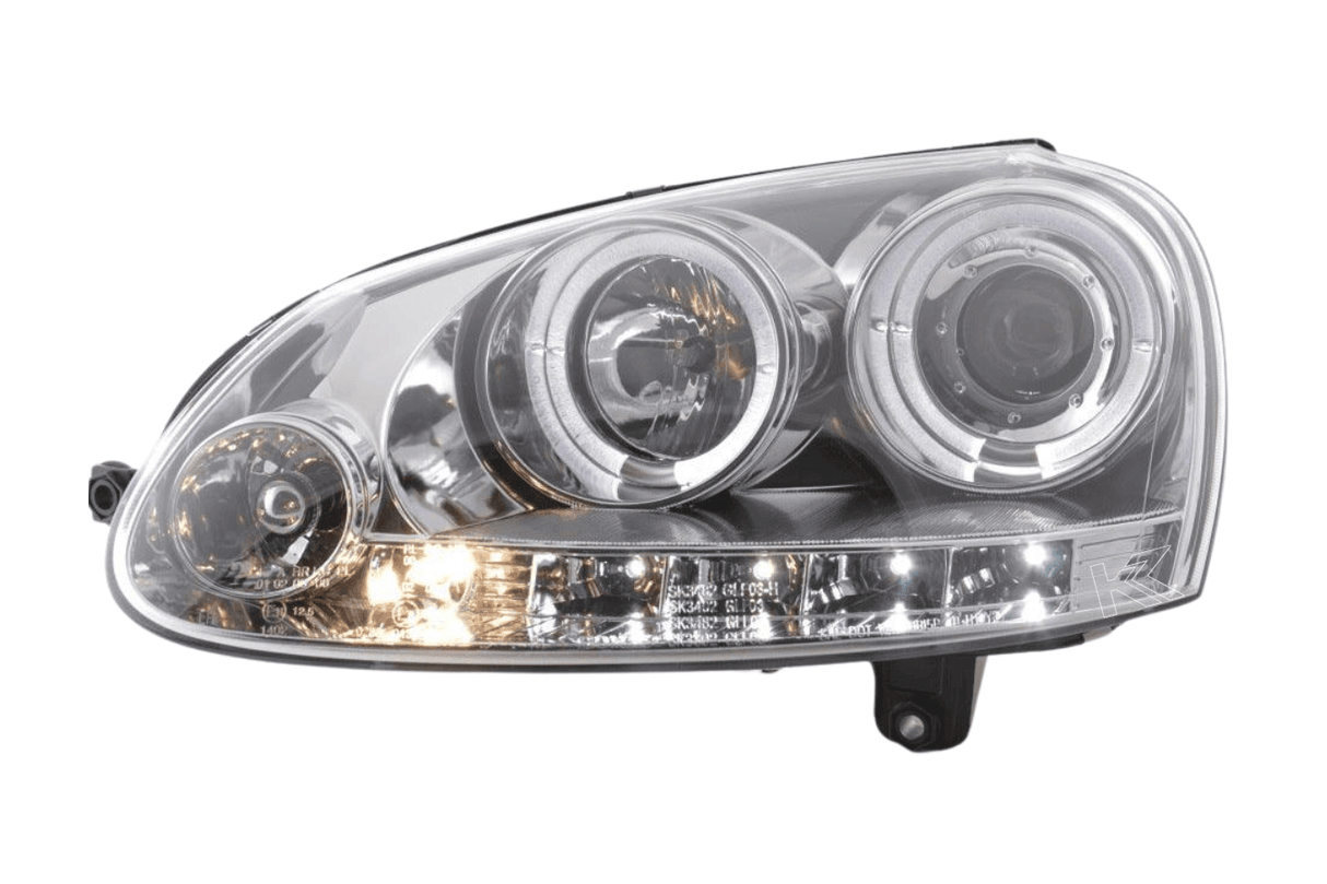 VW Golf 5 (Mk5) Chrome LED Angel Eye Headlights - (2003-2008) - K2 Industries