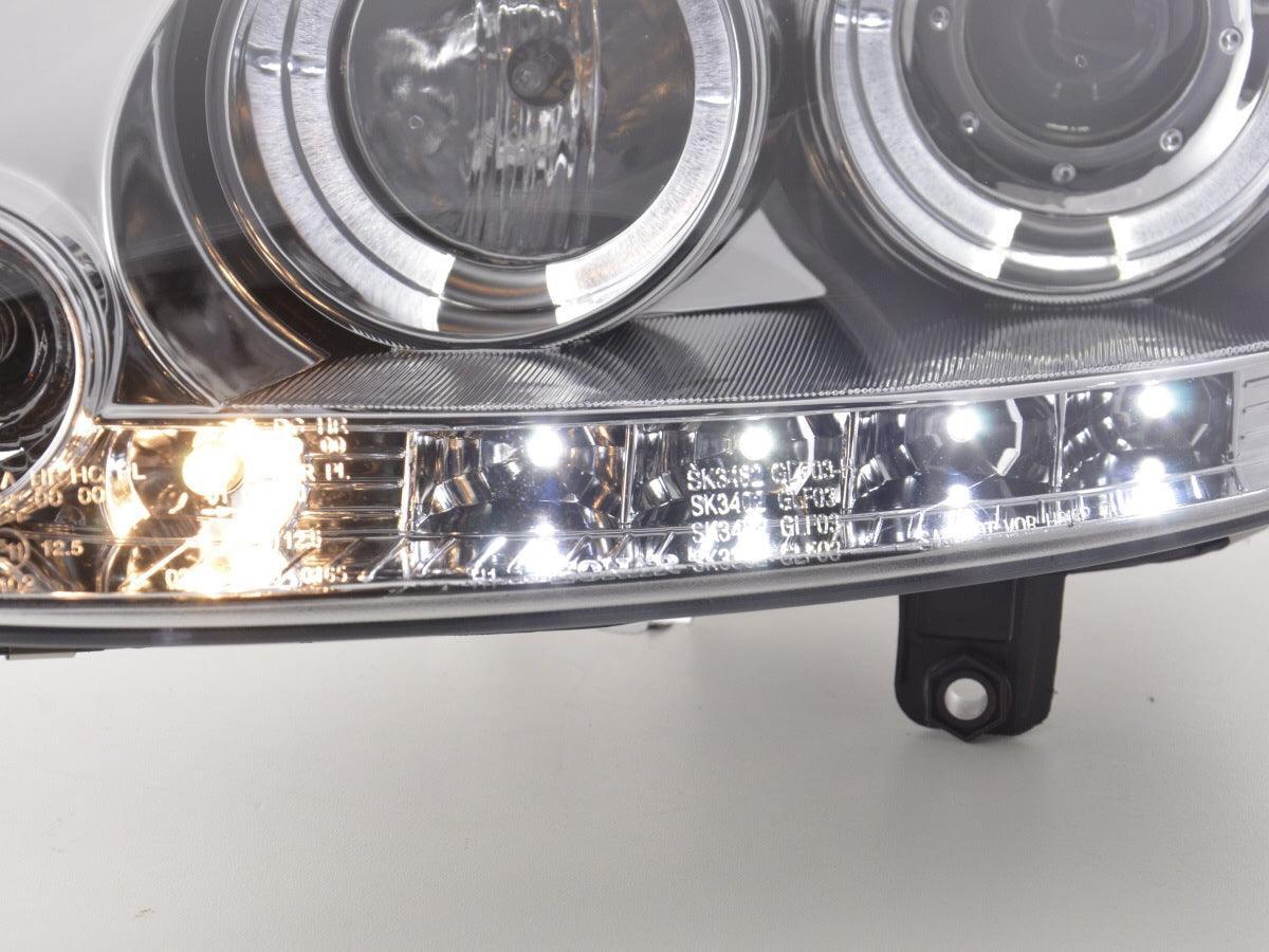 VW Golf 5 (Mk5) Chrome LED Angel Eye Headlights - (2003-2008) - K2 Industries