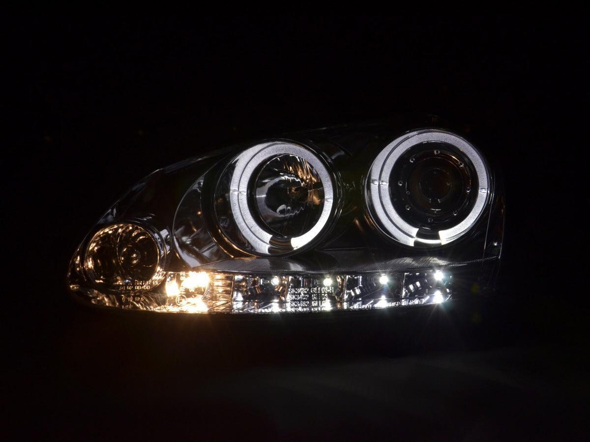 VW Golf 5 (Mk5) Chrome LED Angel Eye Headlights - (2003-2008) - K2 Industries