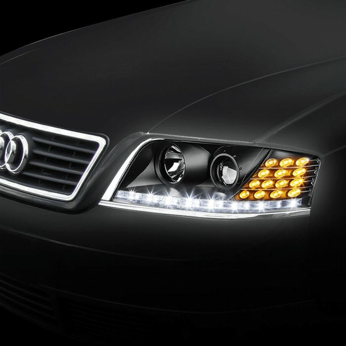 Audi A6 Black DRL Headlights (98-01) - K2 Industries